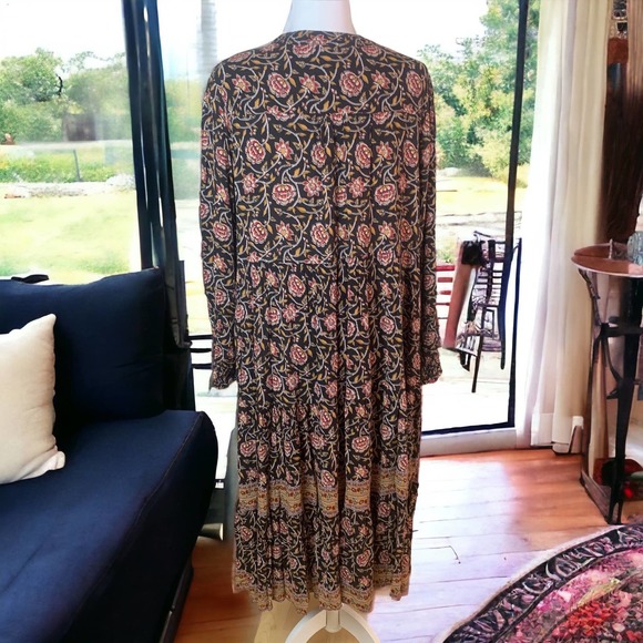 Knox Rose Plus Size XXL Maxi Tiered Dress Floral Tie Boho Cottagecore Prairie - Picture 2 of 11